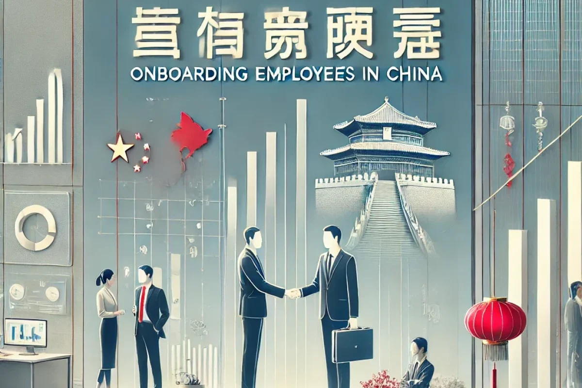 DALL·E 2024-10-17 11.15.33 - A refined and professional cover image for a blog titled 'Onboarding Employees in China'. The image features a sleek, modern office setting with diver